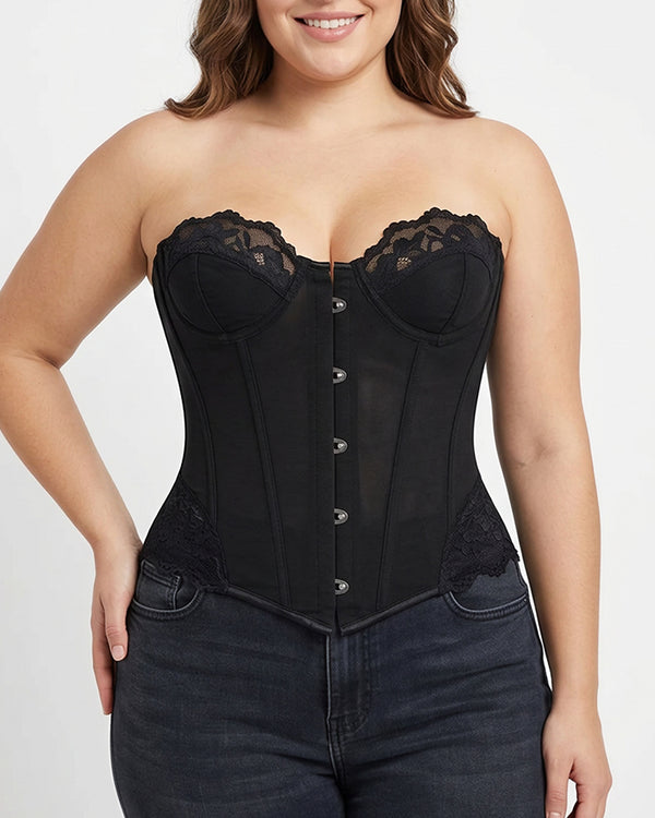 Curvvvy™ Vintage Leopard Print Mesh Boned Corset Top