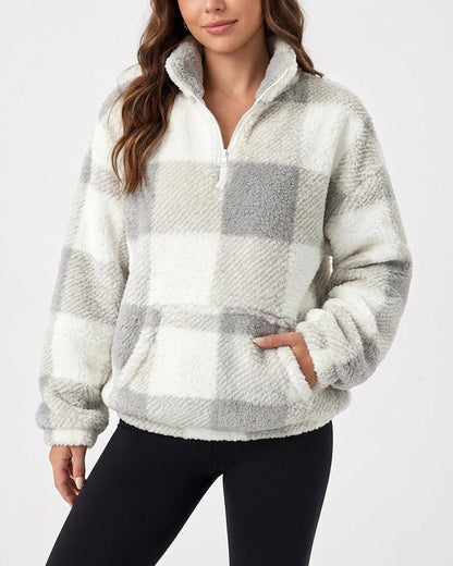 Curvvvy™ Plush Teddy Fleece Quarter-Zip Jacket