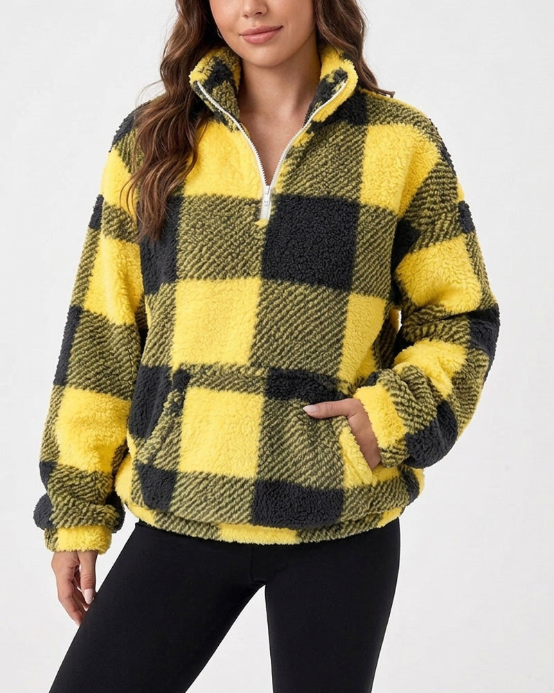 Curvvvy™ Plush Teddy Fleece Quarter-Zip Jacket