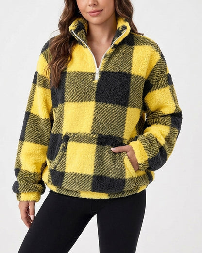 Curvvvy™ Plush Teddy Fleece Quarter-Zip Jacket