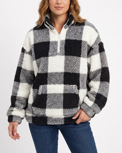 Curvvvy™ Plush Teddy Fleece Quarter-Zip Jacket