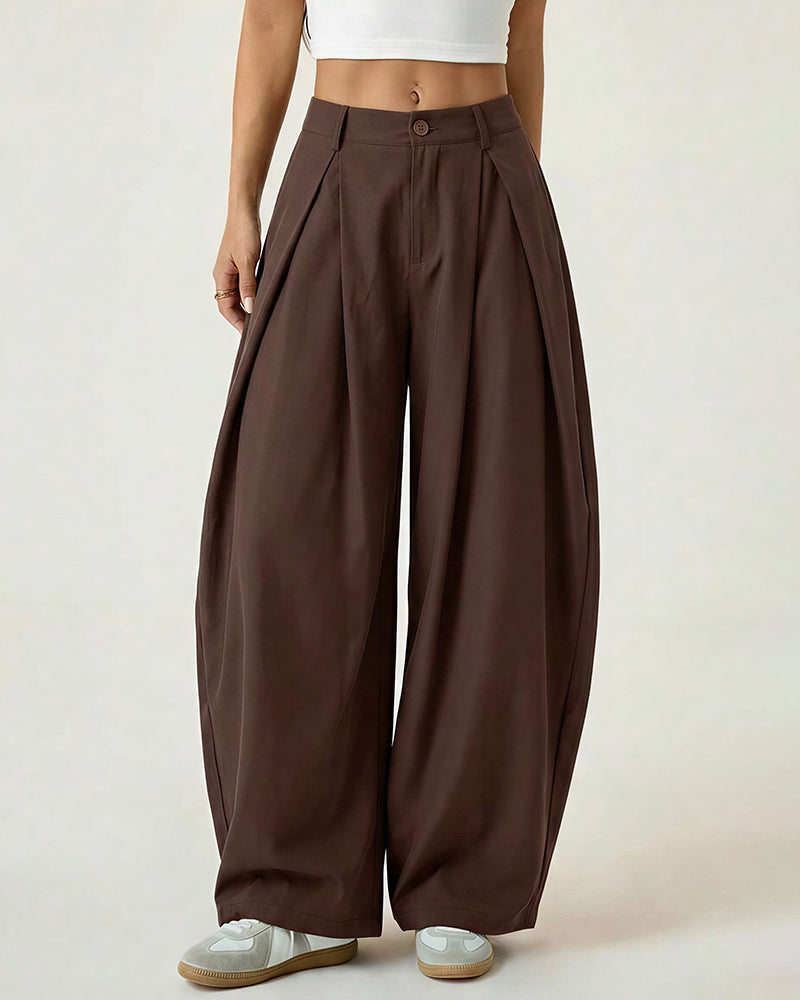 Curvvvy™ Pleated Wide-Leg Trousers with Liquid Drape