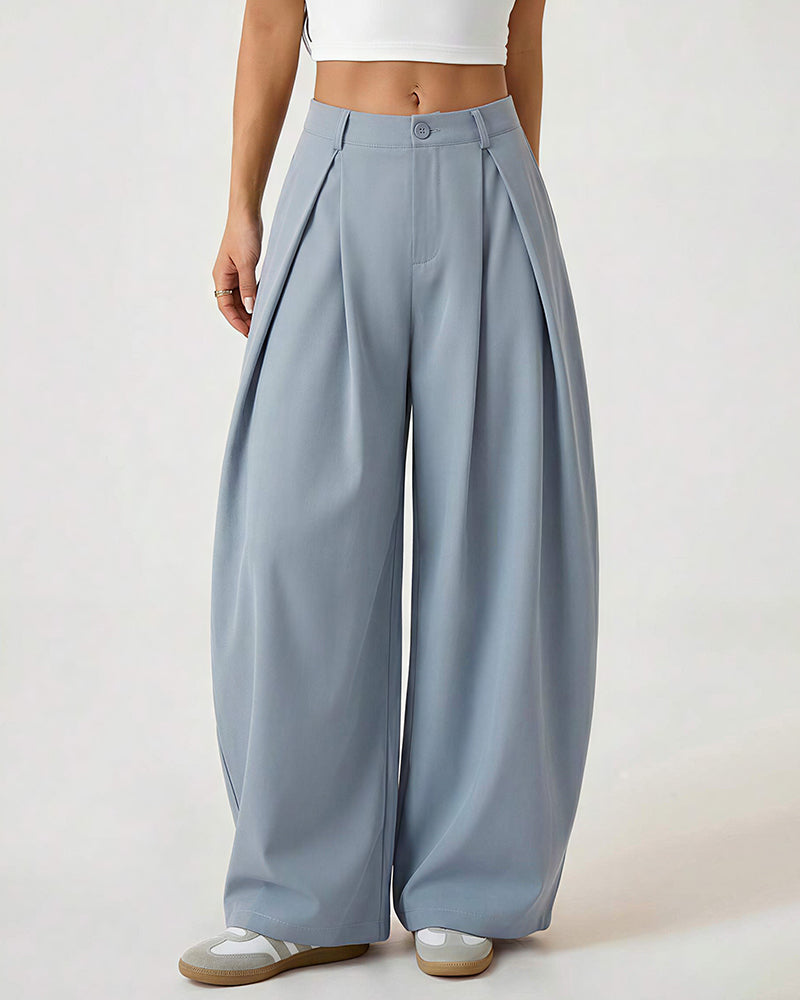 Curvvvy™ Pleated Wide-Leg Trousers with Liquid Drape