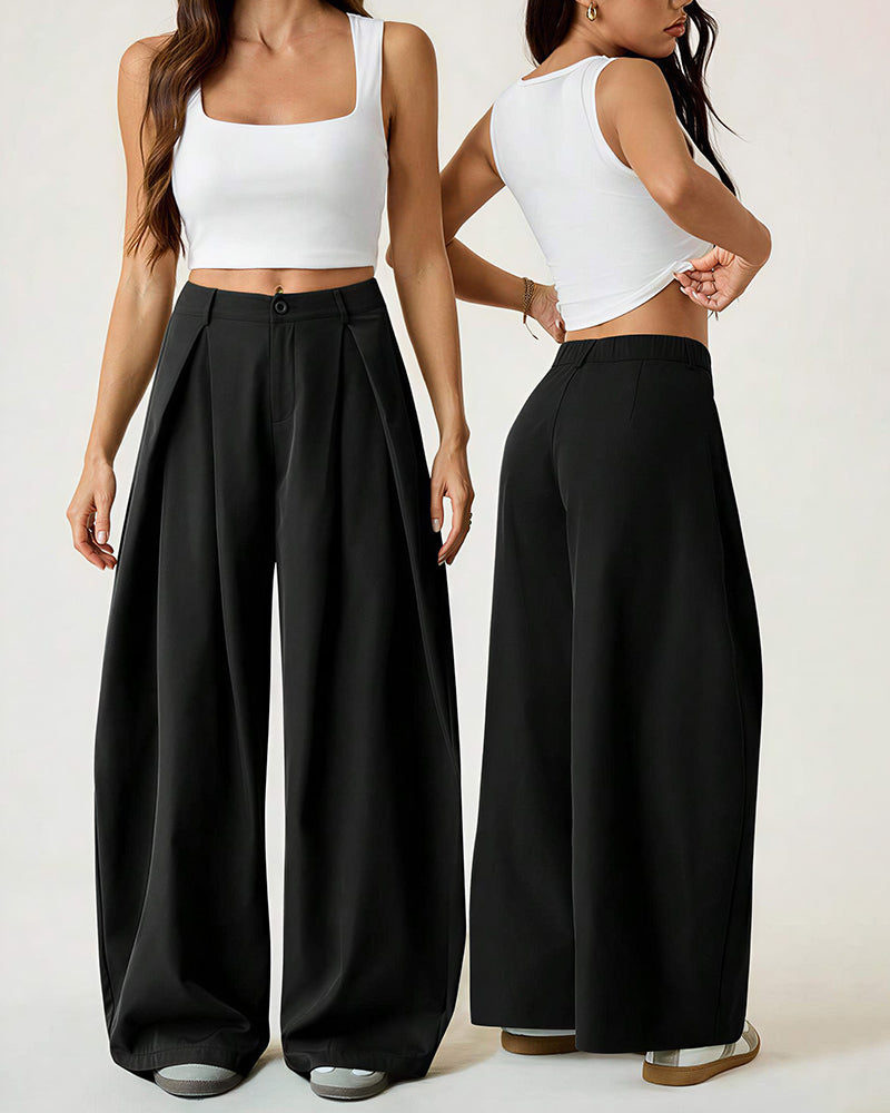 Curvvvy™ Pleated Wide-Leg Trousers with Liquid Drape