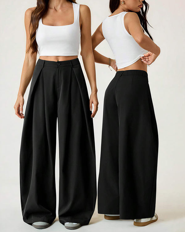 Curvvvy™ Pleated Wide-Leg Trousers with Liquid Drape
