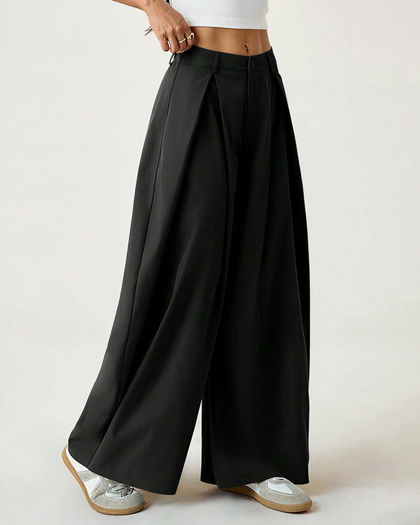 Curvvvy™ Pleated Wide-Leg Trousers with Liquid Drape