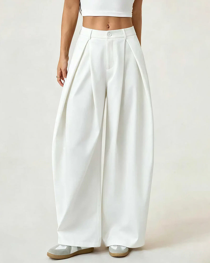 Curvvvy™ Pleated Wide-Leg Trousers with Liquid Drape