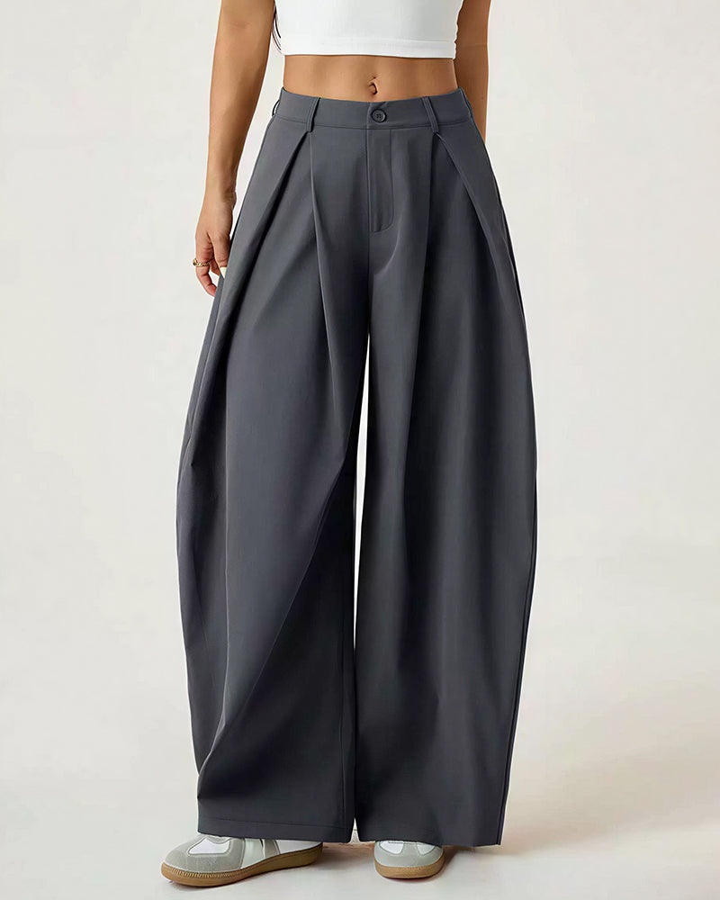 Curvvvy™ Pleated Wide-Leg Trousers with Liquid Drape
