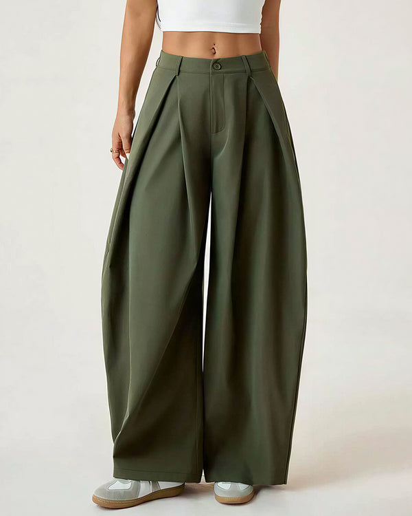 Curvvvy™ Pleated Wide-Leg Trousers with Liquid Drape