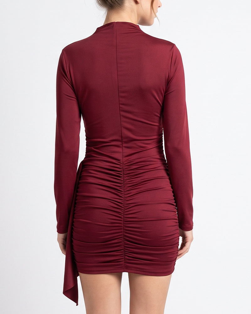Curvvvy™ Ruched Long Sleeve Bodycon Mini Dress
