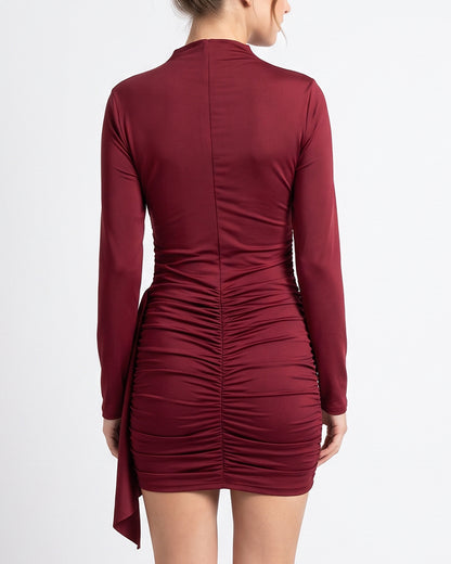 Curvvvy™ Ruched Long Sleeve Bodycon Mini Dress