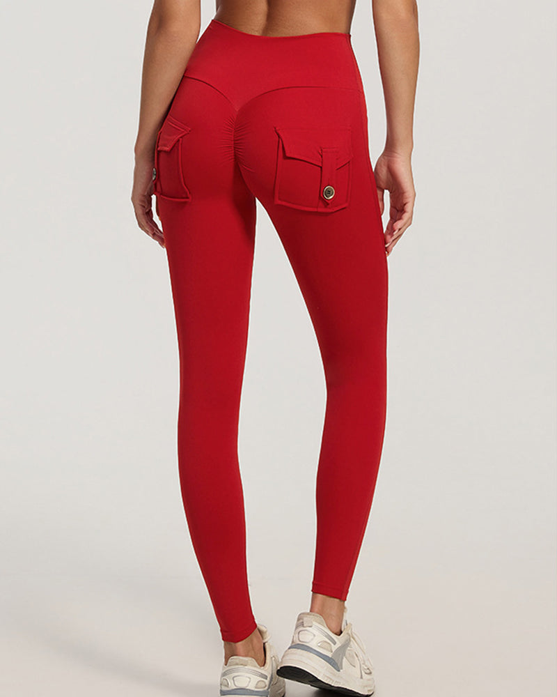 Curvvvy™ High-Waisted Scrunch Booty Cargo Leggings with Pockets