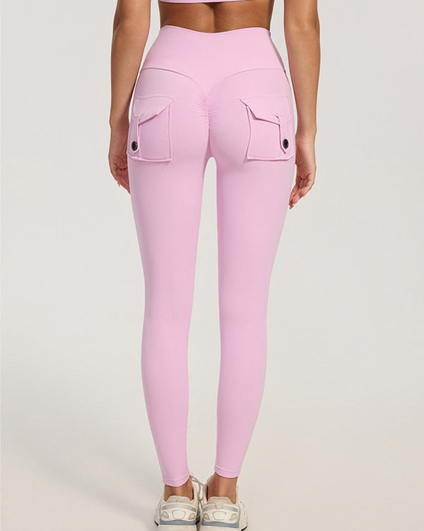 Curvvvy™ High-Waisted Scrunch Booty Cargo Leggings with Pockets