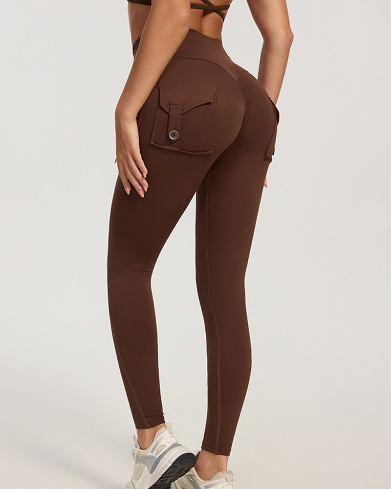 Curvvvy™ High-Waisted Scrunch Booty Cargo Leggings with Pockets