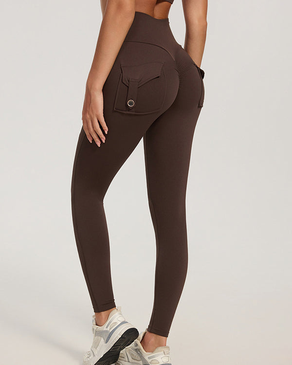Curvvvy™ High-Waisted Scrunch Booty Cargo Leggings with Pockets