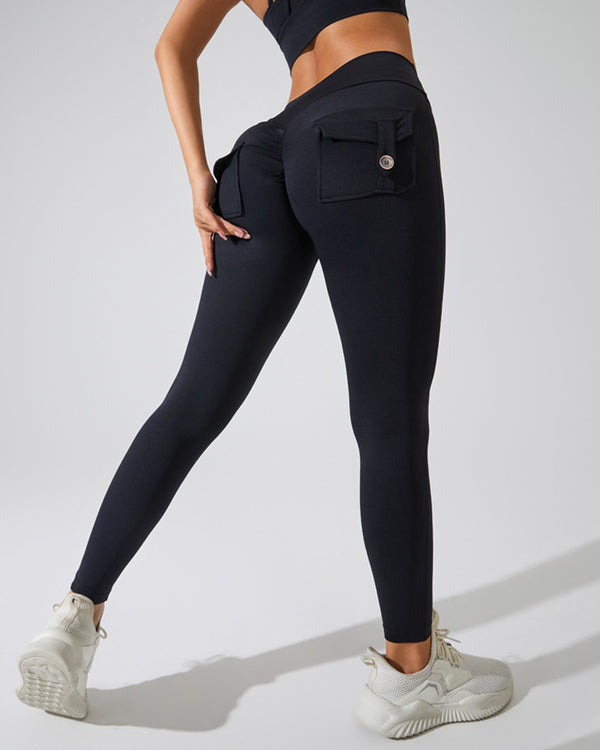 Curvvvy™ High-Waisted Scrunch Booty Cargo Leggings with Pockets