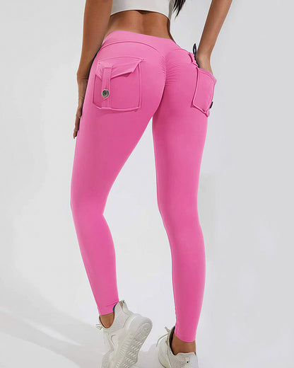 Curvvvy™ High-Waisted Scrunch Booty Cargo Leggings with Pockets