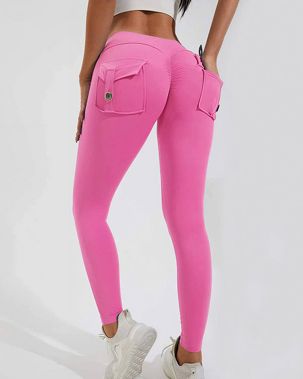 Curvvvy™ High-Waisted Scrunch Booty Cargo Leggings with Pockets