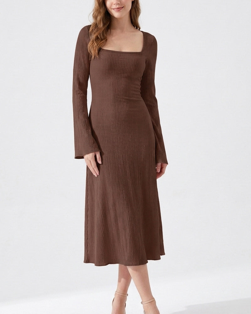 Curvvvy™ Figurbetontes Mini-Kleid mit Leopardenmuster und Trompetenärmeln