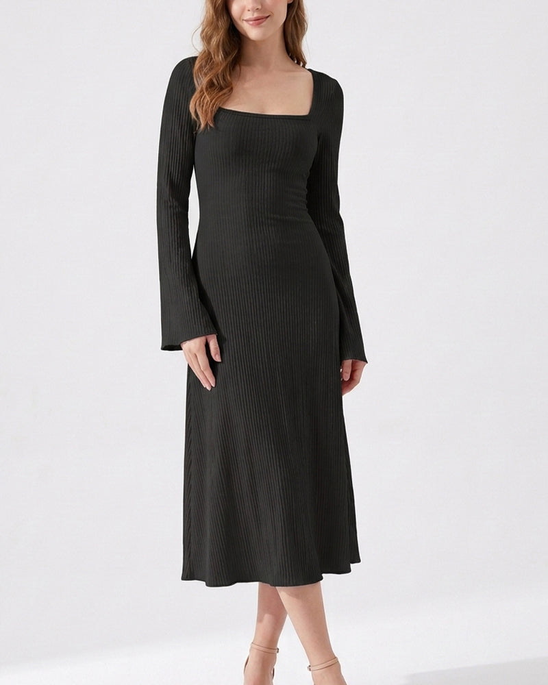 Curvvvy™ Figurbetontes Mini-Kleid mit Leopardenmuster und Trompetenärmeln