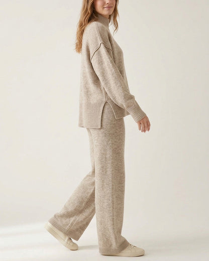 Curvvvy™ Oversized Turtleneck Knit Sweater & Wide-Leg Pants Set