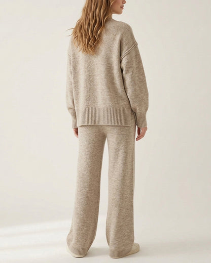Curvvvy™ Oversized Turtleneck Knit Sweater & Wide-Leg Pants Set