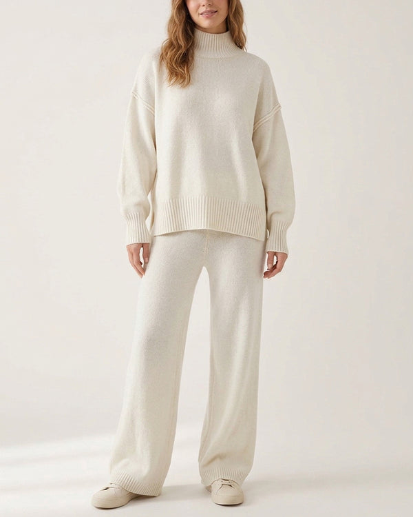 Curvvvy™ Oversized Turtleneck Knit Sweater & Wide-Leg Pants Set