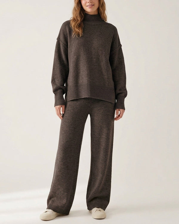 Curvvvy™ Oversized Turtleneck Knit Sweater & Wide-Leg Pants Set