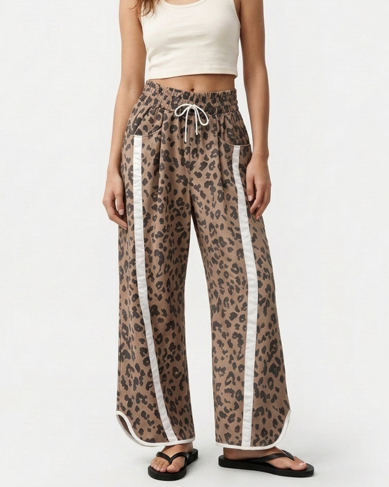 Curvvvy™ Luftige Baumwoll-Leinen-Hose mit weitem Bein und Smok-Bund