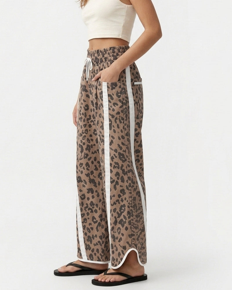 Curvvvy™ Luftige Baumwoll-Leinen-Hose mit weitem Bein und Smok-Bund