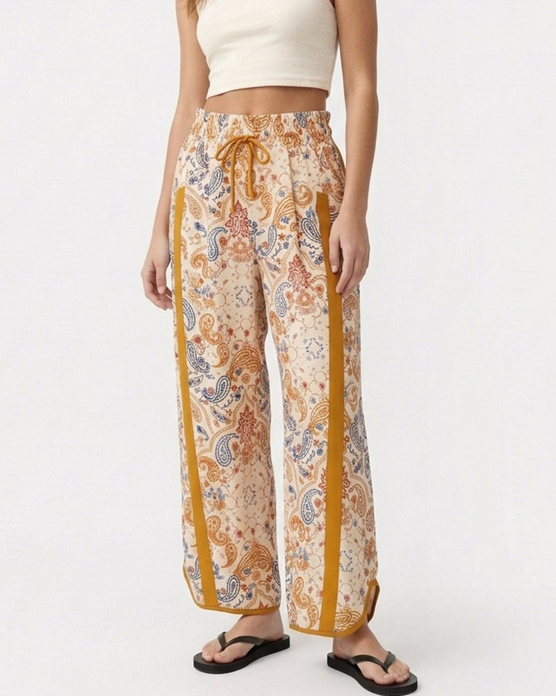 Curvvvy™ Luftige Baumwoll-Leinen-Hose mit weitem Bein und Smok-Bund