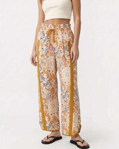 Curvvvy™ Luftige Baumwoll-Leinen-Hose mit weitem Bein und Smok-Bund