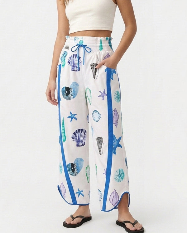 Curvvvy™ Luftige Baumwoll-Leinen-Hose mit weitem Bein und Smok-Bund
