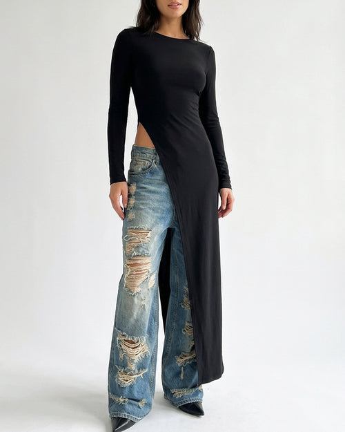 Curvvvy™ Asymmetrical High-Slit Long Top