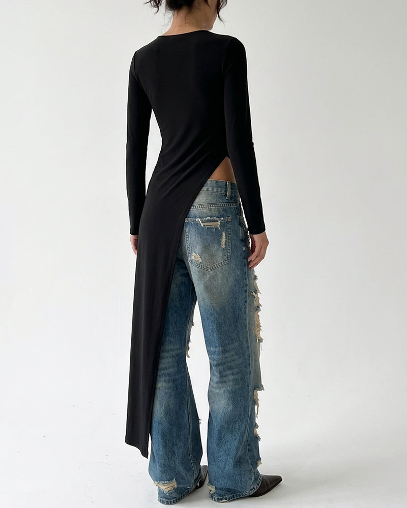 Curvvvy™ Asymmetrical High-Slit Long Top