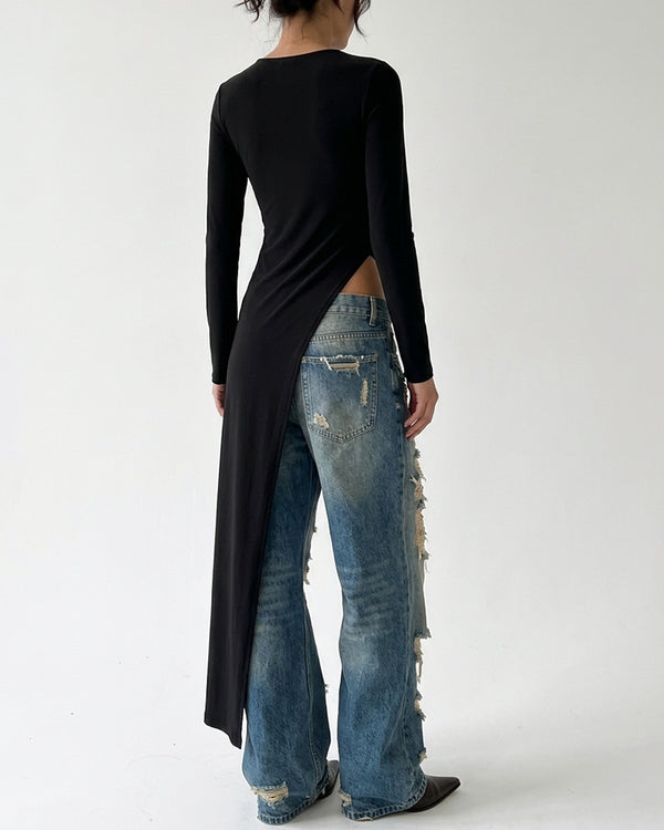 Curvvvy™ Asymmetrical High-Slit Long Top