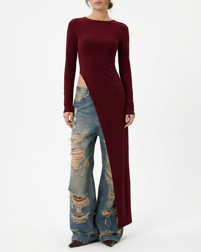 Curvvvy™ Asymmetrical High-Slit Long Top