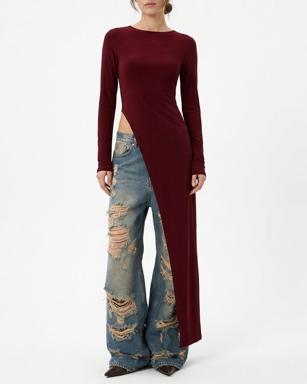 Curvvvy™ Asymmetrical High-Slit Long Top