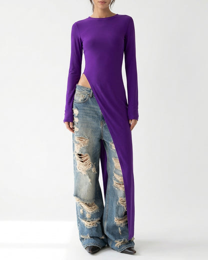 Curvvvy™ Asymmetrical High-Slit Long Top