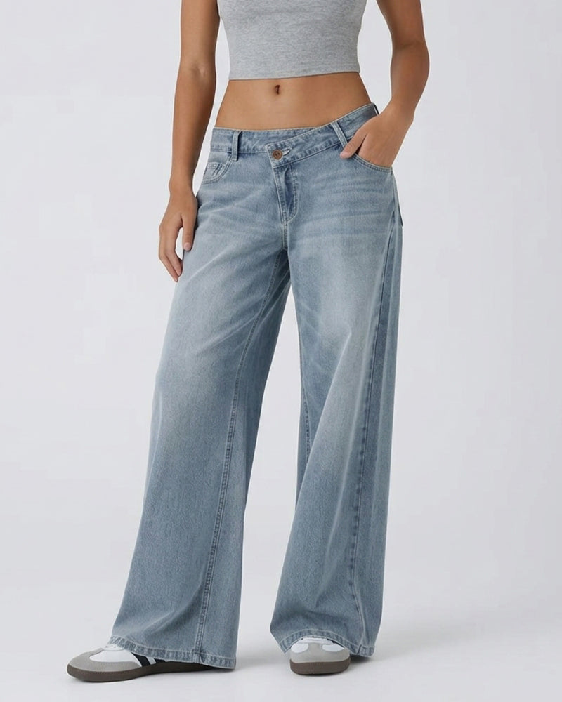 Curvvvy™ High-Waist-Jeans mit weitem Bein in Vintage-Waschung