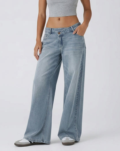 Curvvvy™ High-Waist-Jeans mit weitem Bein in Vintage-Waschung