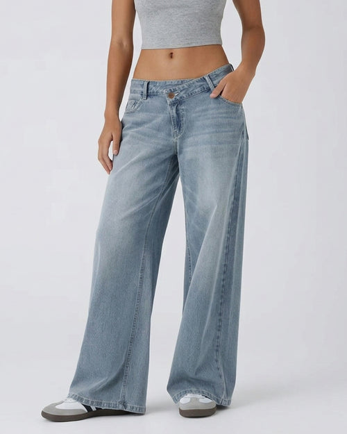 Curvvvy™ High-Waist-Jeans mit weitem Bein in Vintage-Waschung