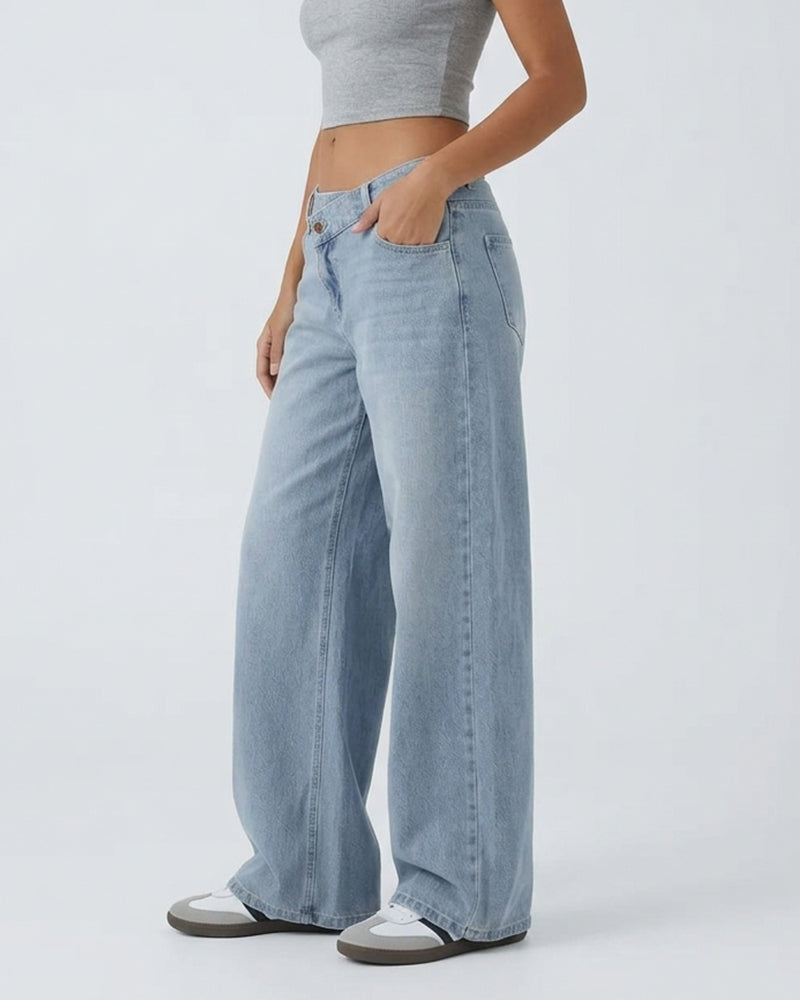 Curvvvy™ High-Waist-Jeans mit weitem Bein in Vintage-Waschung