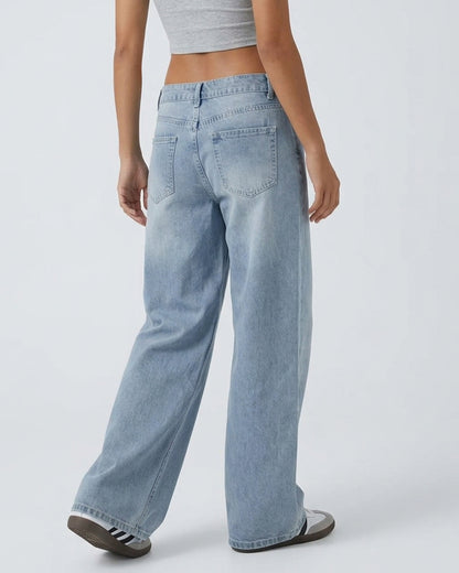 Curvvvy™ High-Waist-Jeans mit weitem Bein in Vintage-Waschung