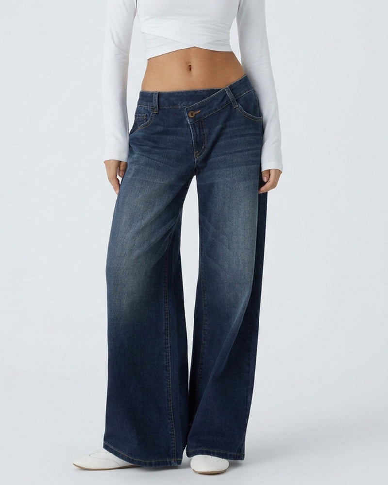 Curvvvy™ High-Waist-Jeans mit weitem Bein in Vintage-Waschung