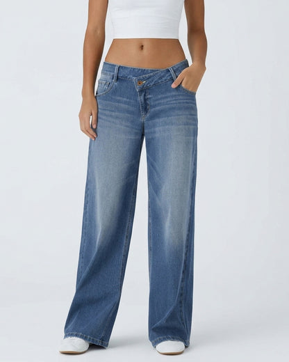 Curvvvy™ High-Waist-Jeans mit weitem Bein in Vintage-Waschung