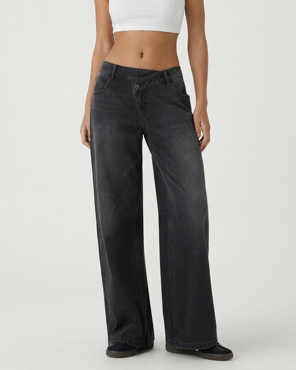 Curvvvy™ High-Waist-Jeans mit weitem Bein in Vintage-Waschung