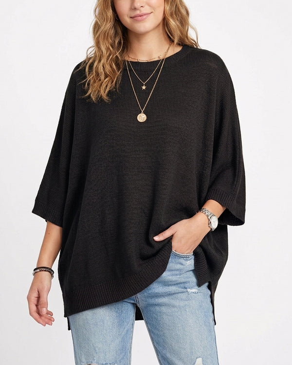 Curvvvy™ Lässiges T-Shirt mit V-Ausschnitt und strukturiertem Panel-Design