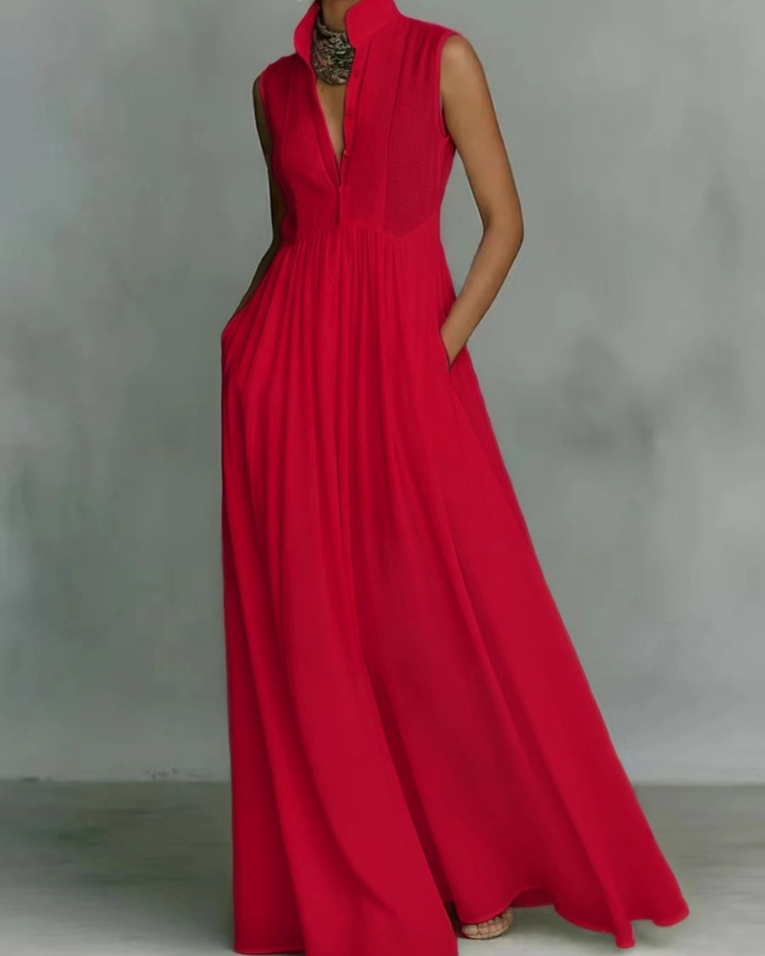 Curvvvy™ Stand Collar Sleeveless Casual Loose Maxi Dress