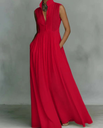 Curvvvy™ Stand Collar Sleeveless Casual Loose Maxi Dress